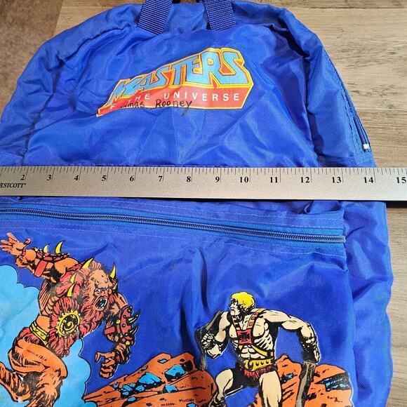 Vintage He-Man Masters of The Universe Backpack 1984 Blue Mattel Beast Man 17" - Picture 11 of 14